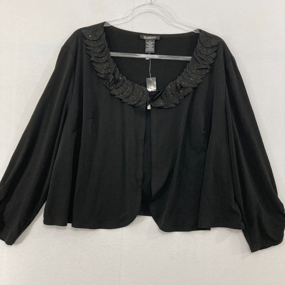 New Glamour size 3X Black Stretch Knit Event Evening Light Dressy Layer Jacket